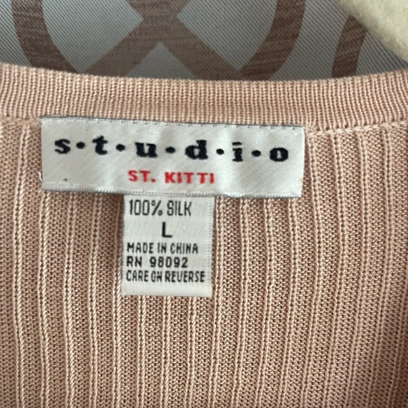 Studio Cream Ribbed Button Down Shirt - Picture 3 of 5